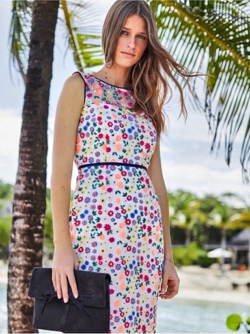 BODEN Marjorie Organza Embroidered Floral Lined Dress UK 10R / US 6R NWOT